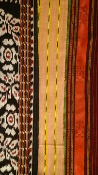 Wowen textile with unique pattern from Indonesia, textured fabric background Stock Photos