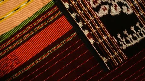 Wowen textile with unique pattern from Indonesia, textured fabric background Foto stock