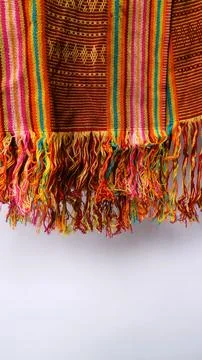 Wowen textile with unique pattern from Indonesia, textured fabric background Stock Photos