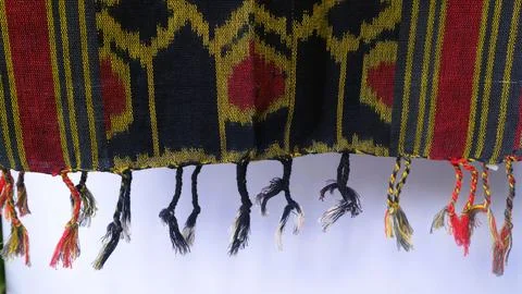 Wowen textile with unique pattern from Indonesia, textured fabric background Foto stock