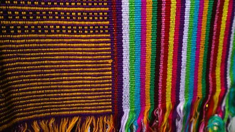 Wowen textile with unique pattern from Indonesia, textured fabric background Stock-Fotos