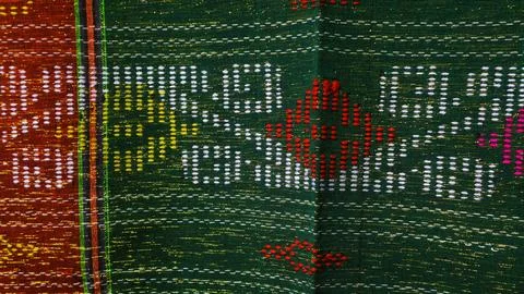 Wowen textile with unique pattern from Indonesia, textured fabric background Stock Photos