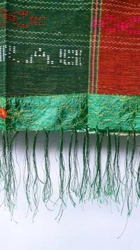 Wowen textile with unique pattern from Indonesia, textured fabric background Foto stock