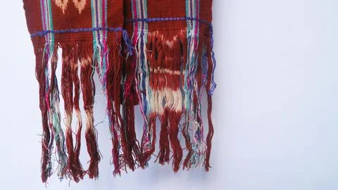 Wowen textile with unique pattern from Indonesia, textured fabric background Stock Photos