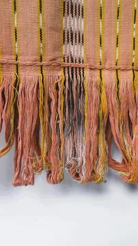 Wowen textile with unique pattern from Indonesia, textured fabric background Foto stock
