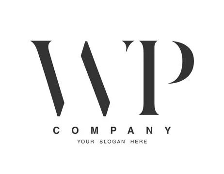 WP logo design. Initial letter w and p serif font style. Creative classic c.. Stock Illustration