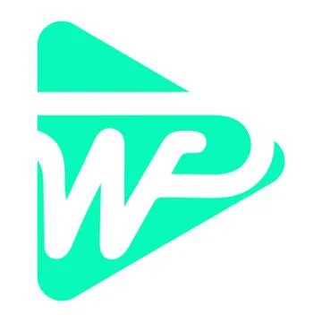 WP logo, WP logo with video play symbol, WP video logo, WP logo with negative sp Stock Illustration