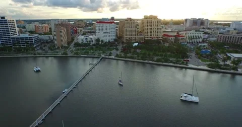 W.P.B. 4K Aerial - Downtown Flight (sunset) Stock Footage 60982627