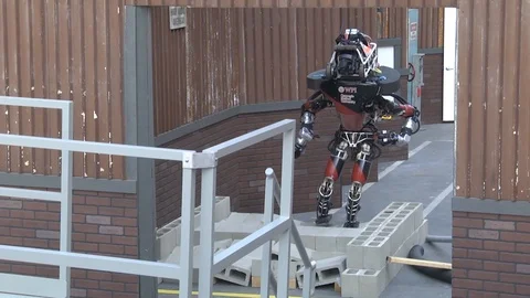 WPI-CMU's robot Warner walks on blocks in a facility 2 스톡 동영상 111848991