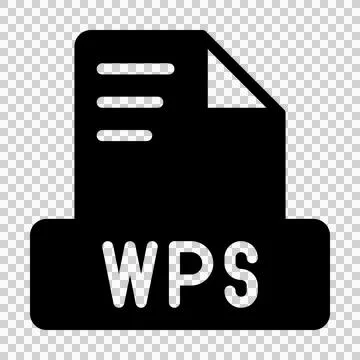 Wps File Icon solid style symbol. simple icon of text file document. Vector illu Illustrazione stock