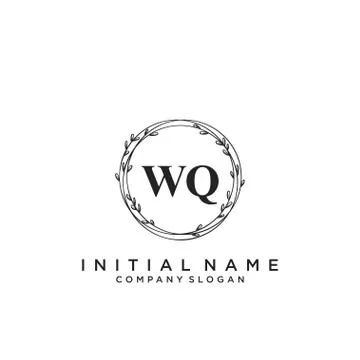 WQ Initial handwriting logo design Stock Illustration