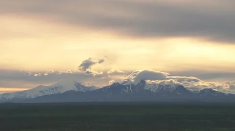 Wrangell-St Elias Mountains Dark Stormclouds Timelapse Stock Footage