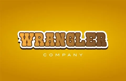 Wrangler western style word text logo design icon company Stock Illustration