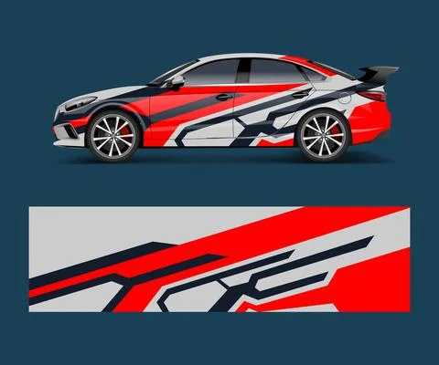 Wrap design for custom sport car. Sport racing car wrap decal and sticker des Stock Illustration