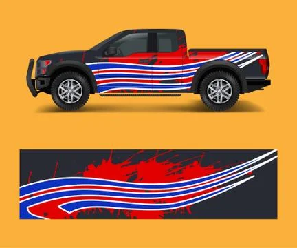 Wrap graphic design vector for off road truck. Abstract sporty and adventure  Stock Illustration