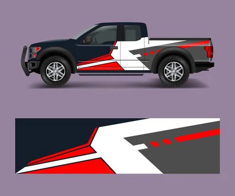 Wrap graphic design vector for off road truck. Abstract sporty and adventure  Stock Illustration