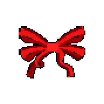 Wrap red bow ribbon pixel art vector illustration Illustrazione stock