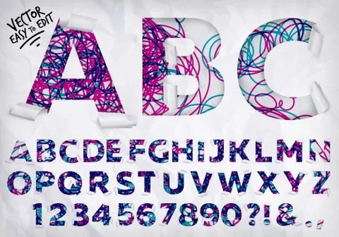 Wrapped alphabet lines Stock Illustration