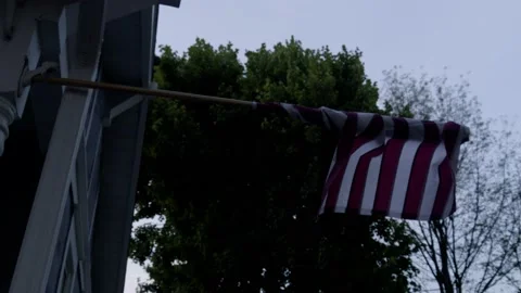 Wrapped Up American Flag Cloudy Day Stock Footage 230297256