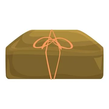 Wrapped box tied with string sitting isolated on white background Stock Illustration