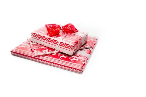 Wrapped box on white Stock Photos