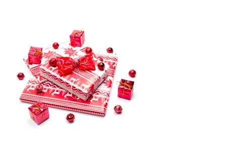 Wrapped boxes on white Stock Photos