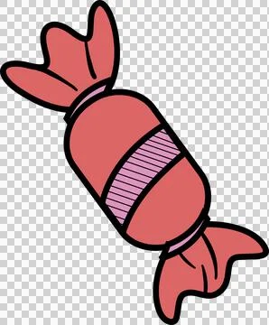 Wrapped candy is being shown in flat style with red-purple wrapper, transparent Stock Illustration