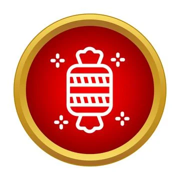 Wrapped candy icon on red and gold circle button Stock Illustration