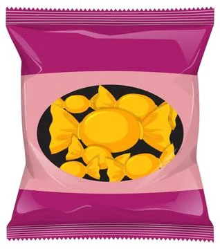 Wrapped Candy in Pink Snack Packaging Vector Illustration Stock Illustration