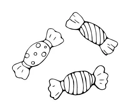 Wrapped Candy Set Hand Drawn Doodle Clipart Stock Illustration