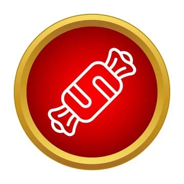 Wrapped candy sweet dessert red gold icon イラスト素材