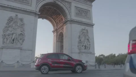 WRAPPED CAR IN PARIS ARC DE TRIOMPHE Stock Footage 146648689
