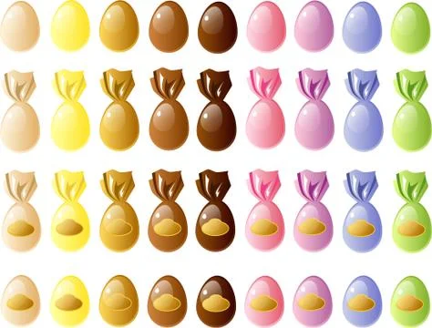 Wrapped chocolate easter eggs Stock Illustration