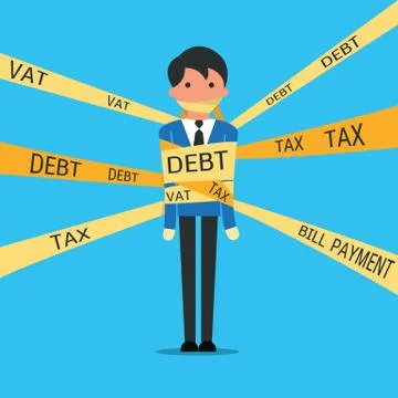 Wrapped with debt and payment Stock Illustration