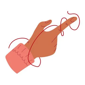 Wrapped finger in red string Stock Illustration