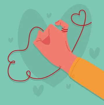 Wrapped finger in red string Stock Illustration