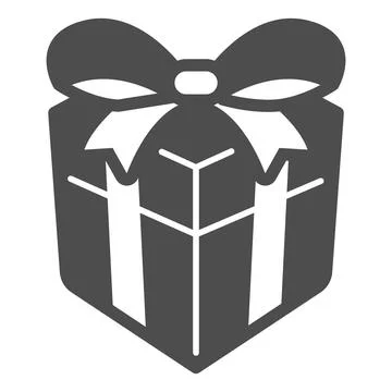 Wrapped gift box with ribbon bow, present solid icon, holiday concept, romantic イラスト素材
