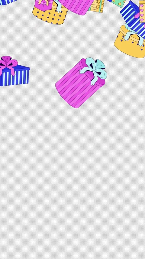 Wrapped gift boxes animated vertical overlay with falling down Stock Footage 334105747