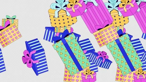 Wrapped gift boxes with bows transition effect video overlay set Stock Footage 336982829