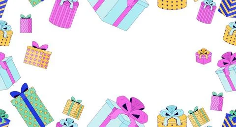 Wrapped gift boxes decorative frame copy-space 스톡 일러스트