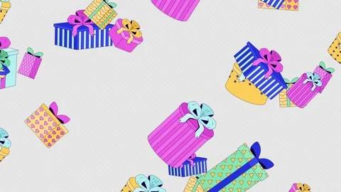 Wrapped gift boxes falling effect video overlay Stock Footage 333108451