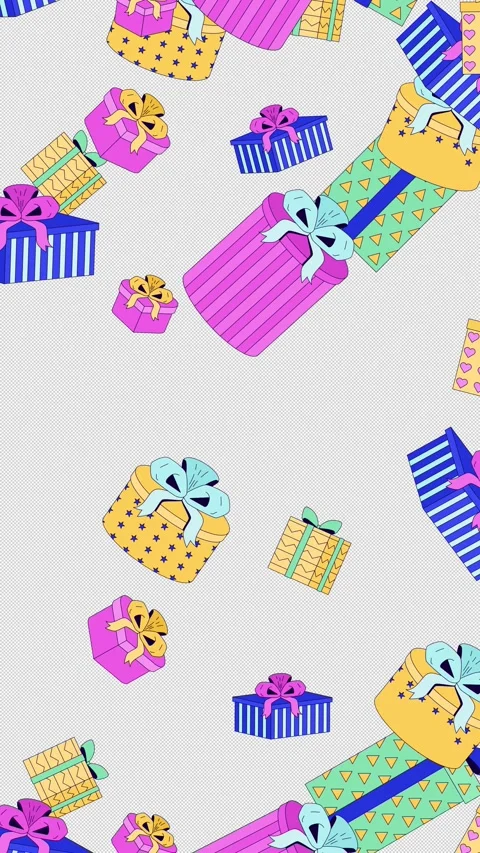 Wrapped gift boxes falling effect vertical animation Stock Footage 333309670