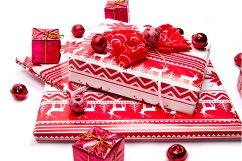 Wrapped gift boxes Stock Photos