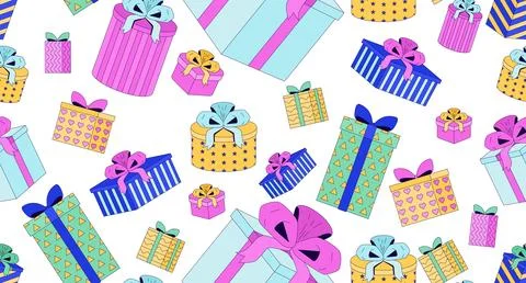 Wrapped gift boxes seamless pattern illustration Stockillustratie