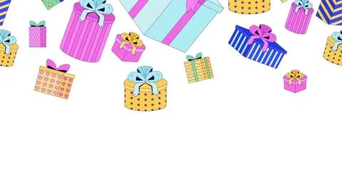 Wrapped gift boxes top frame illustration Stock Illustration
