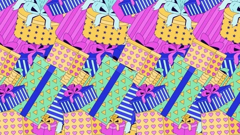 Wrapped gift boxes transition effect video overlay Stock Footage 337308169