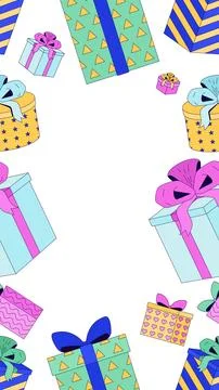 Wrapped gift boxes vertical frame copy-space 스톡 일러스트