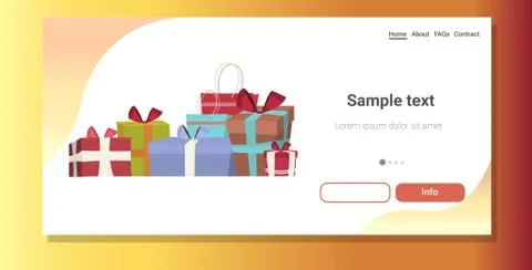 Wrapped gift present boxes stack merry christmas happy new year poster winter Stock Illustration