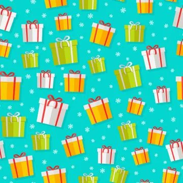 Wrapped Gifts Seamless Patterns Vector Stock Illustration