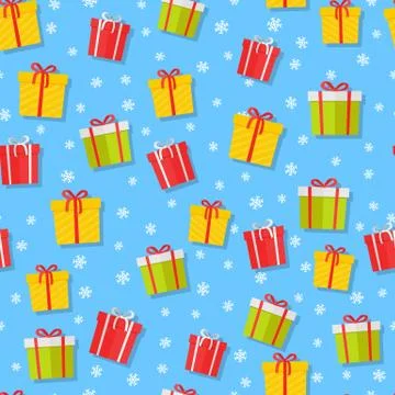 Wrapped Gifts Seamless Patterns Vector Stock Illustration